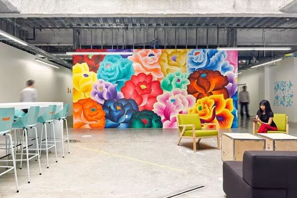 An image of a mural inside a corporate office