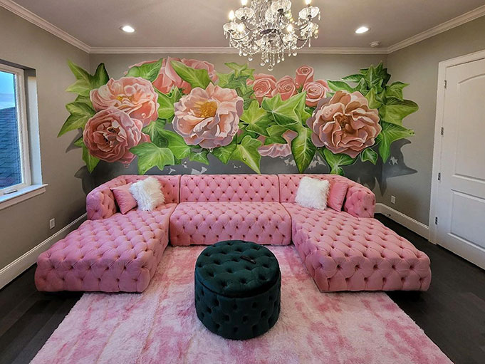 Private residential flower mural by Anat Ronen